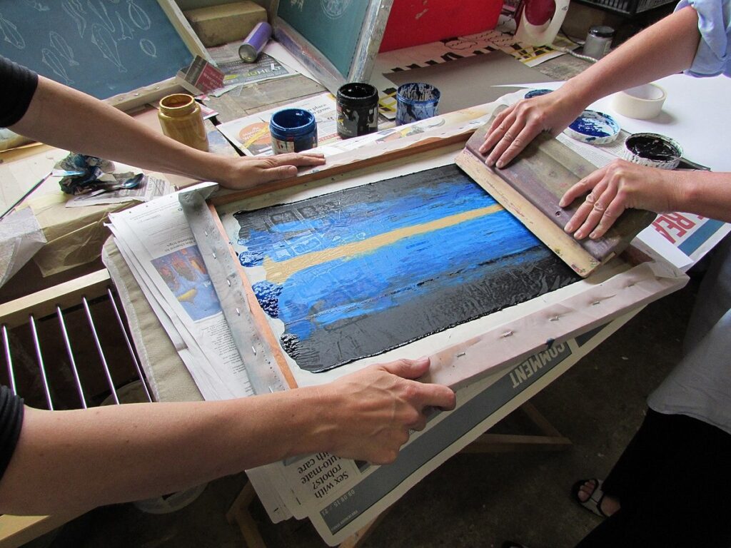 Screen printing - one of the styles of cheap T-shirt printing in the UK